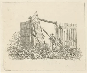 Two Figures by an Open Gate