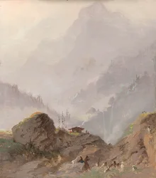 Mountain Landscape in Tirol with Chamois