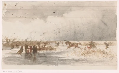 Skaters and Sleigh on the Ice