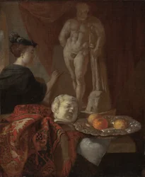 Still Life and a Woman at an Easel