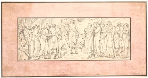 The Sermon on the Mount. Sketch for a Lost Relief for the Marble Church (gable ends above corner windows)