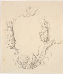 Draft for Title Vignette for a Sea Chart (with the text: Pass Chart over Kattegat, published by the Sea Chart Archive 1799)