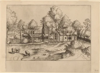 Country Village with Church
