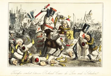King Richard I fighting Saladin at the Battle of Arsuf, Palestine