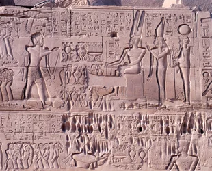 Karnak Temple Complex, Precinct of Amun-Re, Great Hypostyle Hall, North wall, Relief with Seti I war scenes in Syria and Palestine, (detail)