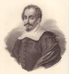 Portrait of Italian geographer Jacopo Cantelli, copper engraving by Caterina Piotti-Pirola