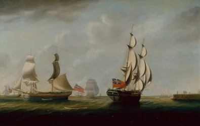 Two English Collier Brigs off Whitby with Other Shipping Beyond