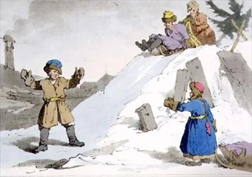 Children Going Down an Ice Hill, plate 38 from Volume II of 