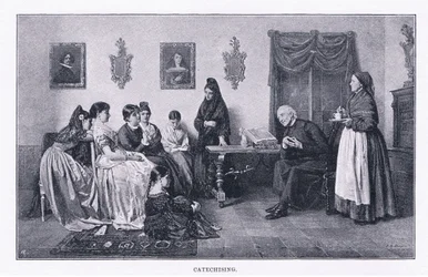 Catechising, from The Magazine of Art 1893, Cassell and Company