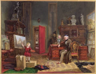 David Roberts and His Granddaughter in His Studio, c.1866