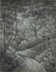 Landscape with a Path through a Forest and a Classical Temple