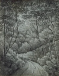 Landscape with a Path through a Forest and a Classical Temple, late 18th century