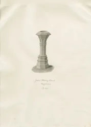 Font in Aldridge Church: Sepia Drawing