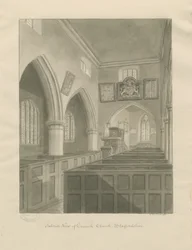 Interior of Cannock Church: Sepia Drawing