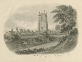 Longdon Church: sepia drawing