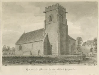 Mavesyn Ridware Church: sepia drawing, 1839