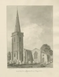 Rolleston Church: sepia drawing