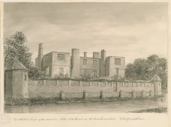 Wolverhampton - The Old Hall (sepia drawing, 1837)