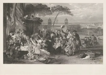 Festive Company in a Park Celebrating the Victory at Trafalgar