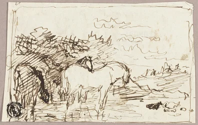 Sketch of Horses Standing in Water