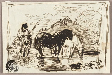 Sketch of Watering Horses