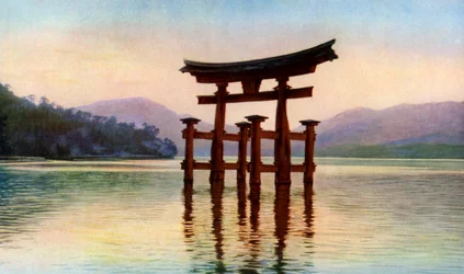 Torii of Itsukushima Temple in Miyajima Island, Japan, c1930s