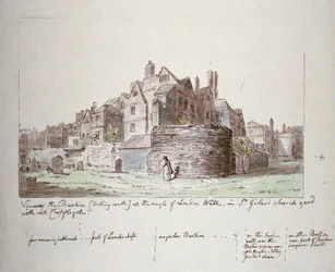 Bastion at the angle of London Wall, St Giles without Cripplegate churchyard, City of London