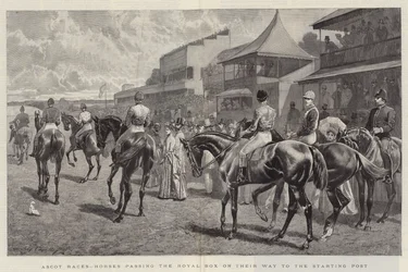 Ascot Races, Horses passing the Royal Box on their Way to the Starting Post