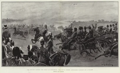 The Review Before the Shah at Woolwich, the Royal Horse Artillery Passing at a Gallop