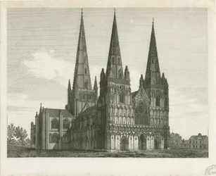 Lichfield Cathedral - West Front (engraving)
