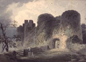 Entrance of Carisbrooke Castle with a Youth and a Lamb Standing Near a Gate