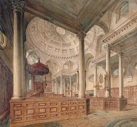 Interior view of the Church of St Stephen Walbrook, City of London