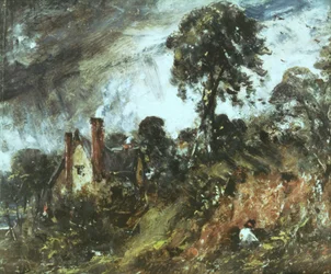 Cottage Among Trees with a Sandbank, c.1830-36