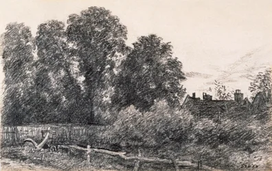 Landscape with Elm Trees and a House