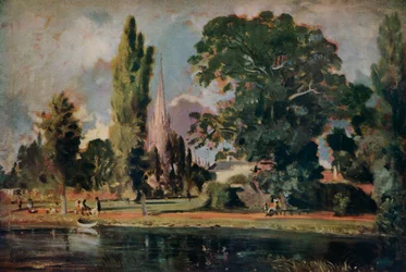 Salisbury Cathedral and Leadenhall from the River Avon