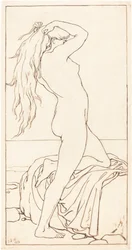 Standing Nude Binding Her Hair