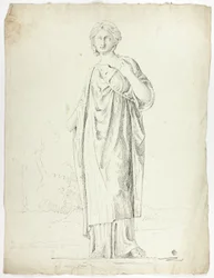 Antique Statue of Standing Draped Woman