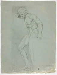 Antique Statue of Standing Faun with Cymbals
