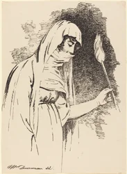 Oriental Woman, Holding a Torch