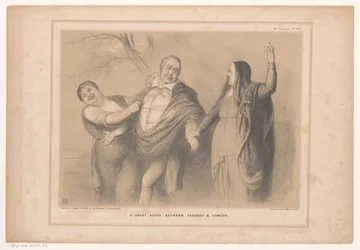 Caricature of Prime Minister Peel Between Tragedy and Comedy (A Great Actor Between Tragedy & Comedy) (HB Sketches)