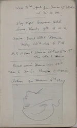 Sketch book containing 60 sketches and illustrations, writings on tempera paint and artists including Botticelli