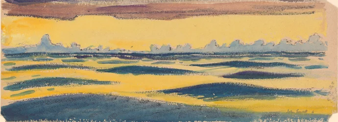 Seascape, Dark Blue and Yellow and Brown Cloud (Late 19th Century - Mid 20th Century)