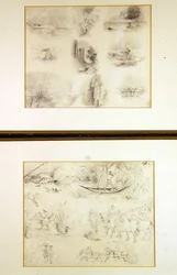 Various sketches of country scenes (juvenilia), c.1842