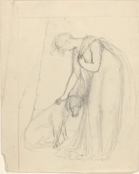Woman Patting a Dog