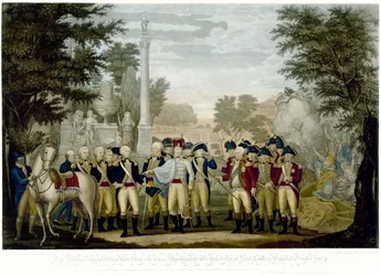 The British Surrendering Their Arms to General Washington after Their Defeat at Yorktown in Virginia, October 1781