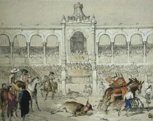 Seville Bullfight: Removing the Dead Bull from the Ring, from 