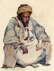 Seated Figure of Syrian Shepherd in Sheepskin Coat, 1902