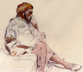 Syrian Peasant Seated: In Profile