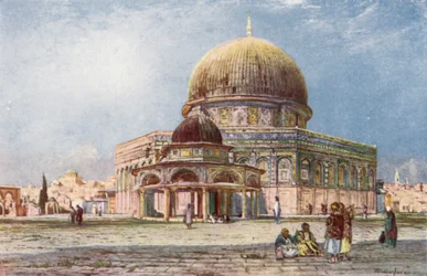 The Dome of the Rock (Mosque of Omar), with the Dome of the Chain (Kubbet es Silseleh) in the Foreground