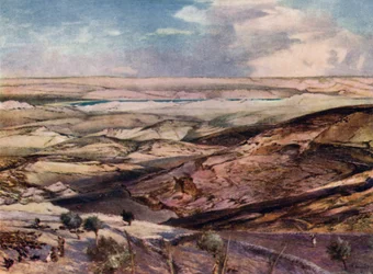 The Judean Desert and the Dead Sea, from the highest point of the Mount of Olives